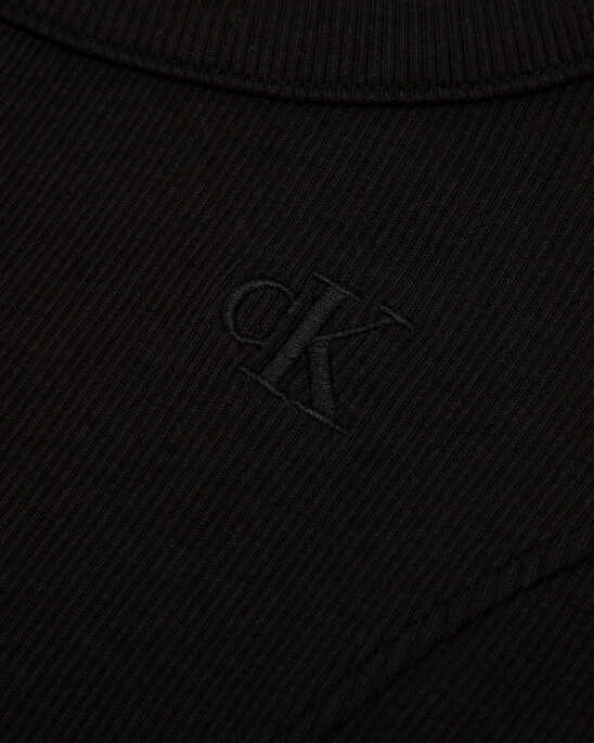 Logo Tape Rib Knit Body Stretch T-Shirt Dress
