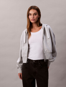 Logo Tape Zip Hoodie, BC04 History Heather, hi-res