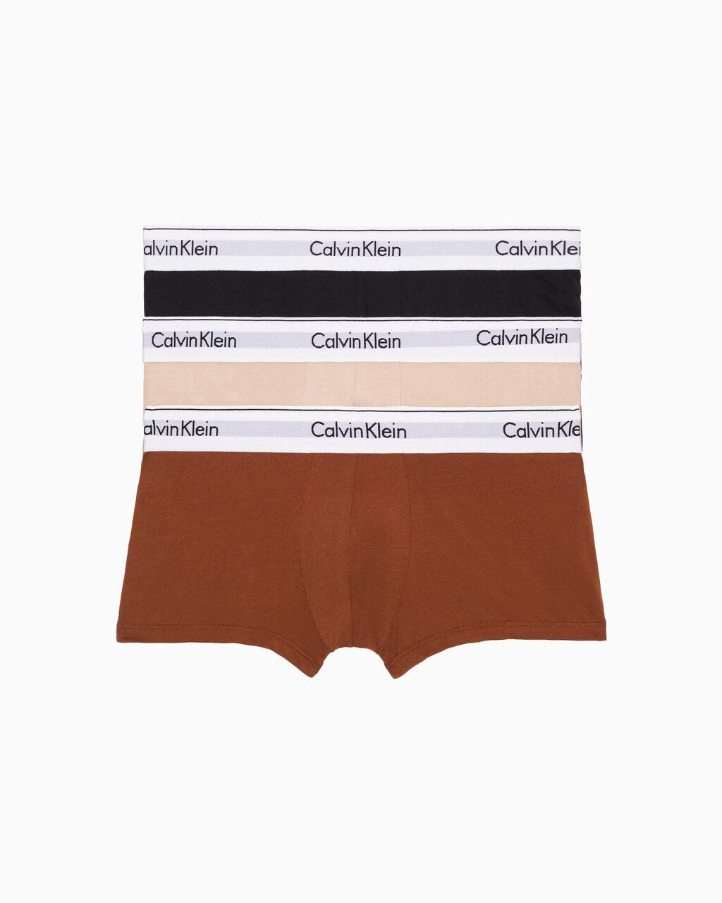 MODERN COTTON STRETCH NATURAL LOW RISE TRUNKS 3 PACK, Black/Warm Bronze/Cedar, hi-res