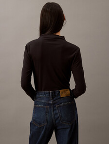 Mercerized Jersey Mock Neck T-Shirt, Black Beauty, hi-res