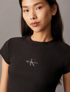 Monogram Baby Fit Rib Knit Tee, Ck Black, hi-res
