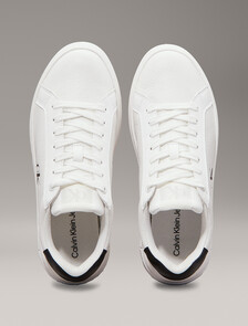 Leather Platform Trainers, Bright White/Black, hi-res
