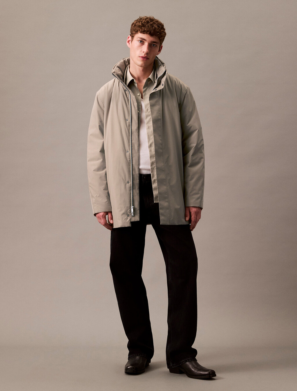 Heavyweight Mid Length Puffer Jacket, Brindle, hi-res
