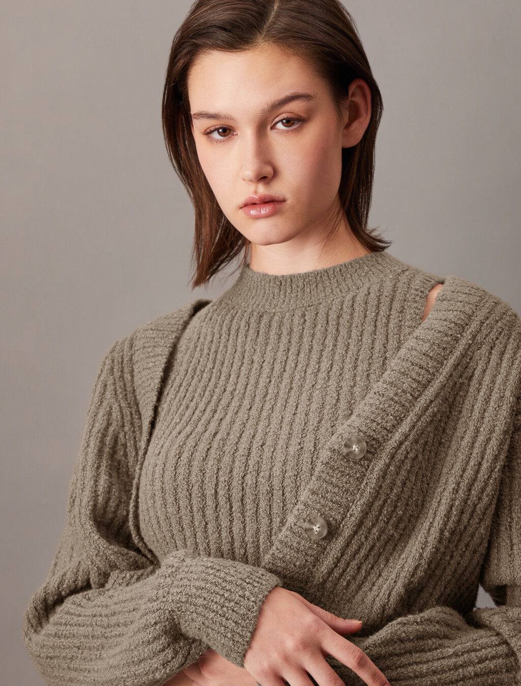 Chenille Relaxed Cardigan Set, Falcon, hi-res