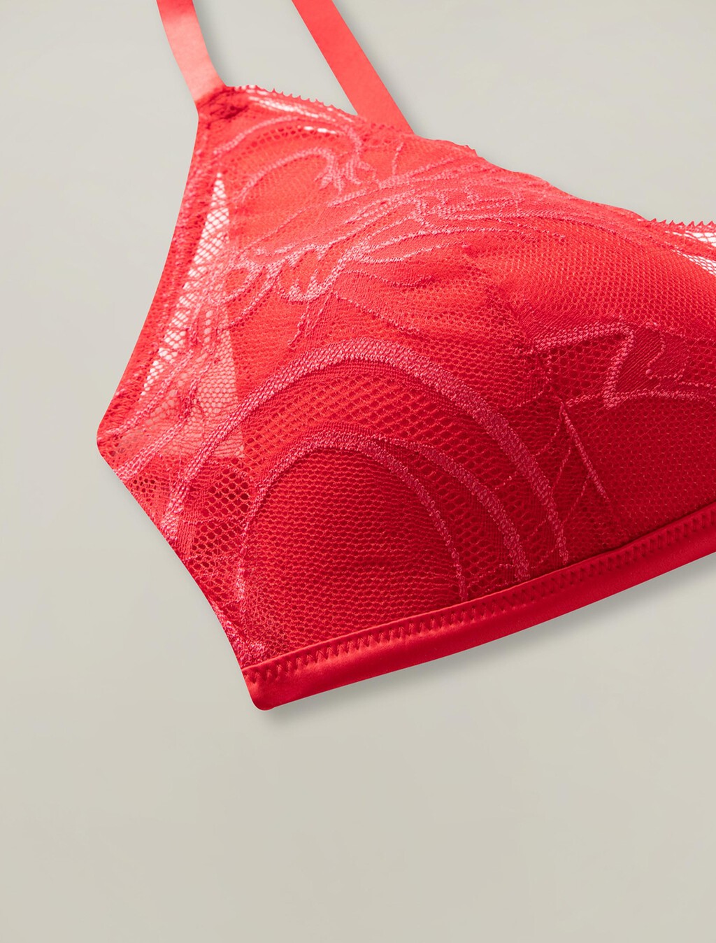 Year of the Dragon Lace Triangle Bra, ROUGE, hi-res