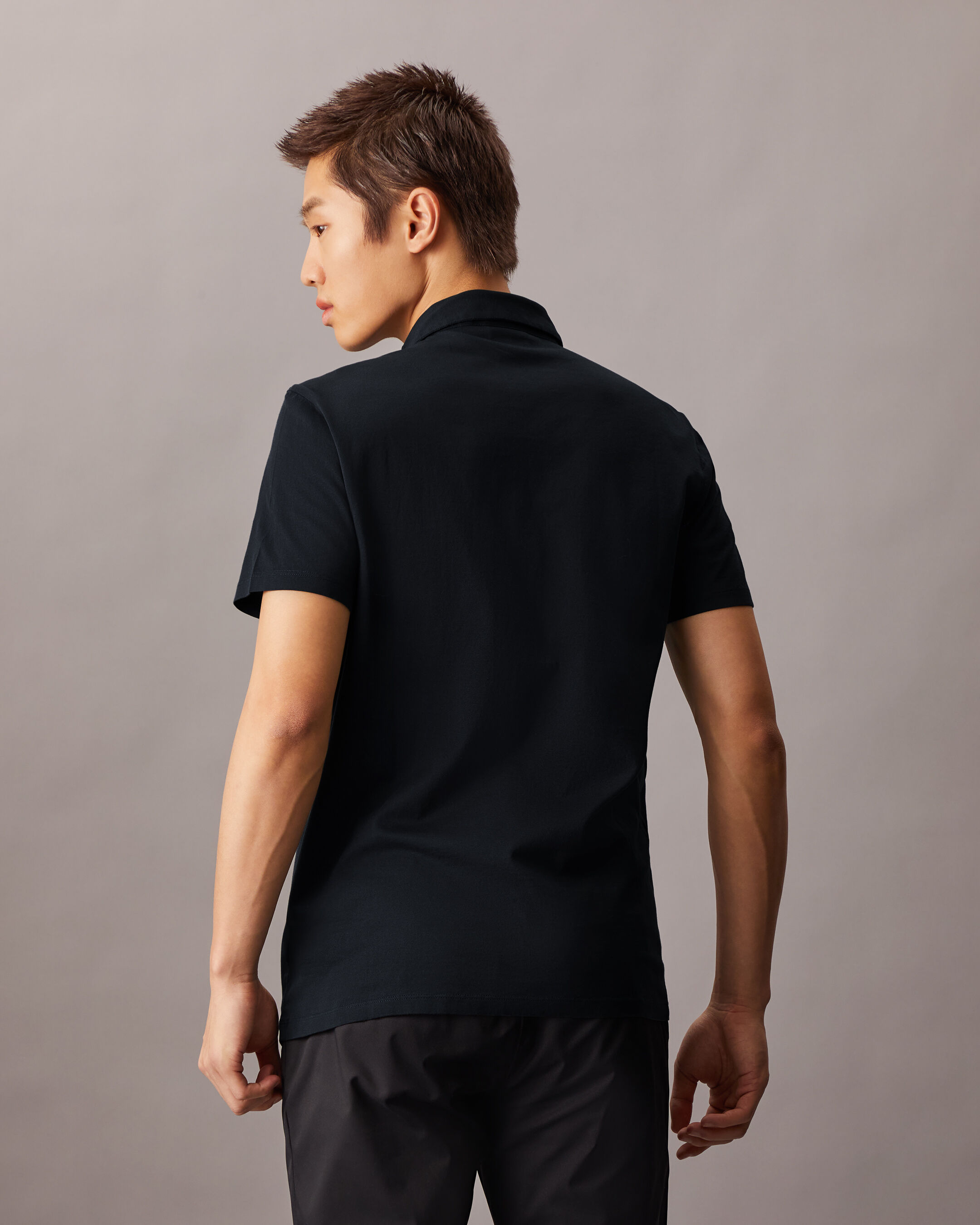 Double Mercerized Cotton Short Sleeve Polo blue Calvin Klein Malaysia