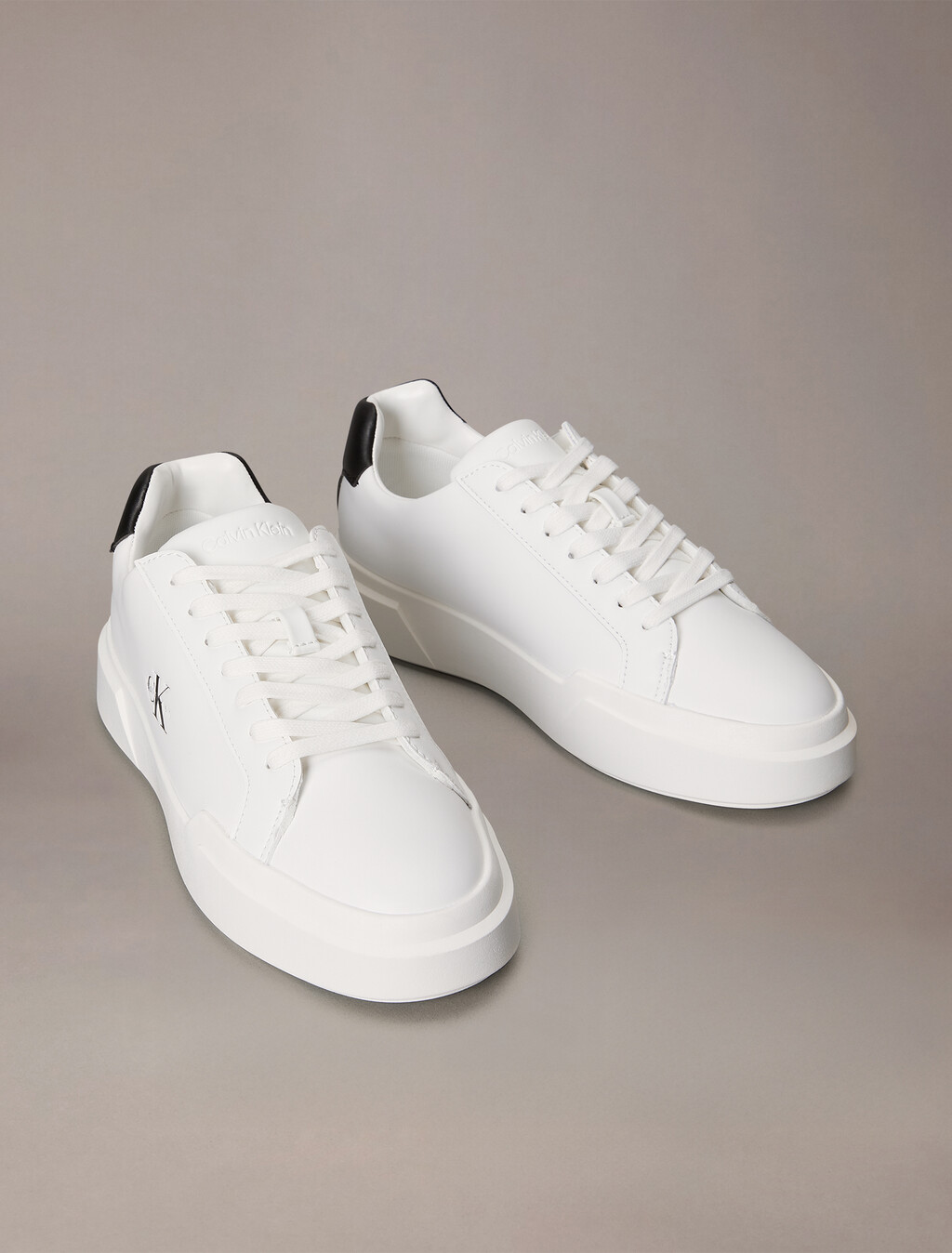 Leather Durable Traction NYC Trainers, White/Black/White, hi-res