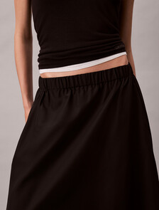 Soft Nylon Midi Skirt, Black, hi-res