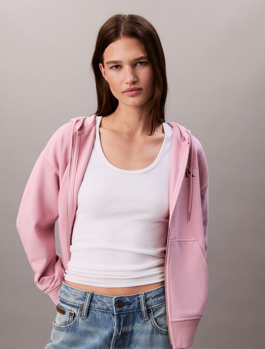 Monogram Cotton Terry Zip Thru Hoodie