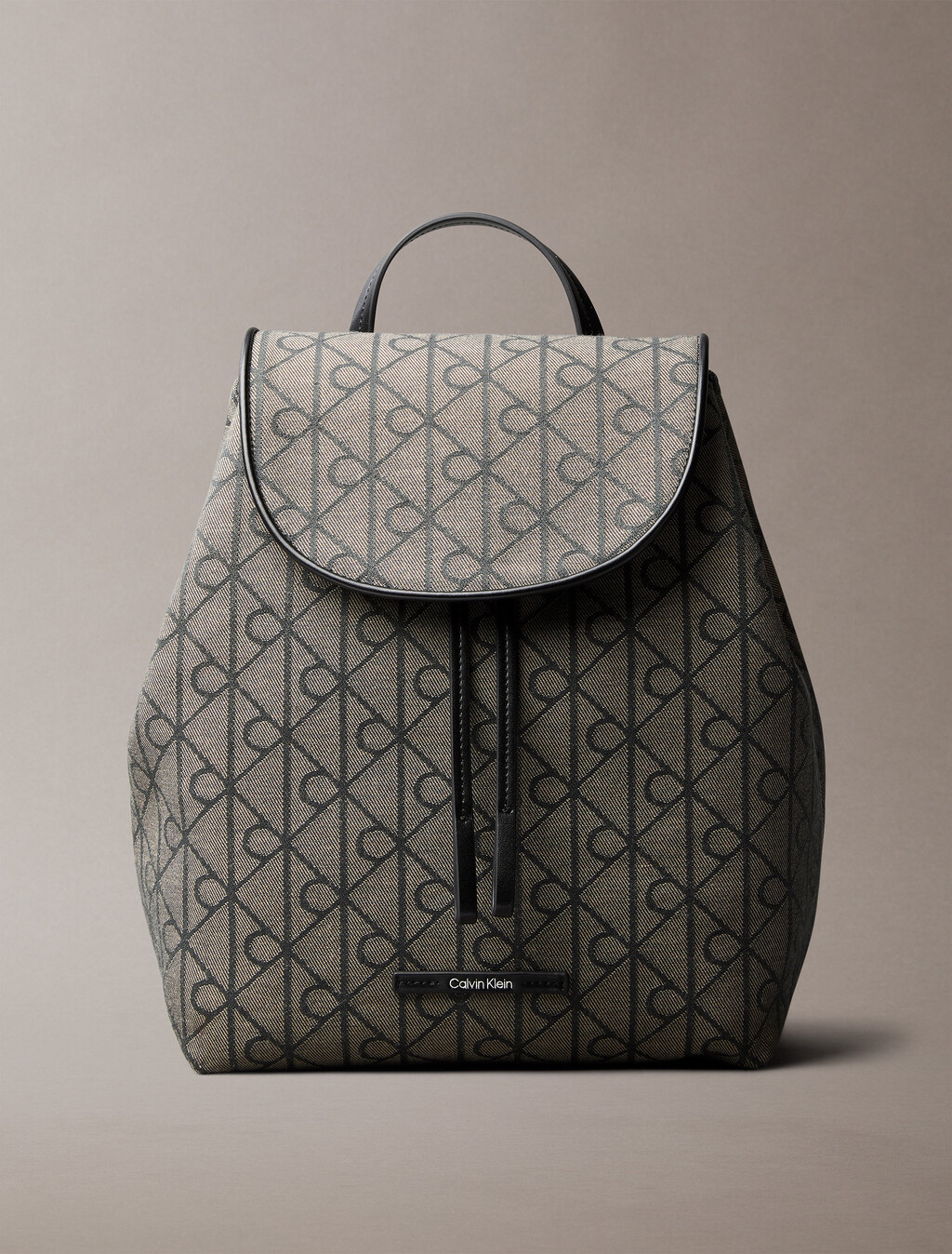 Emblem Logo Jacquard Flap Backpack, LOTUS BEIGE / BLACK AOP, hi-res