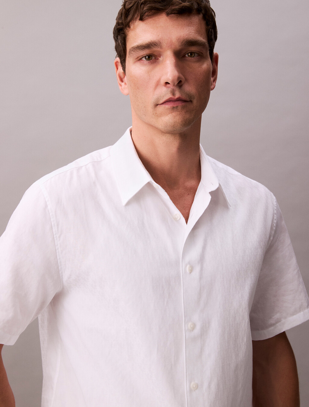 Cotton Jacquard Easy Care Shirt, Brilliant White, hi-res