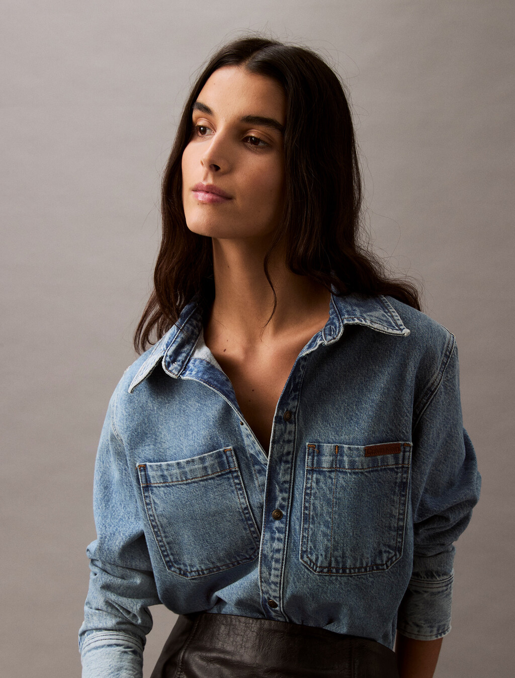 Relaxed Denim Shirt, CK NO03, hi-res