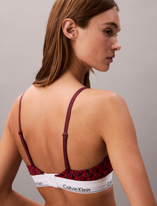 Lightly Lined Triangle Bralette - Icon Cotton Modal, SEAMLESS EMBLEM+DARK BERRY, hi-res