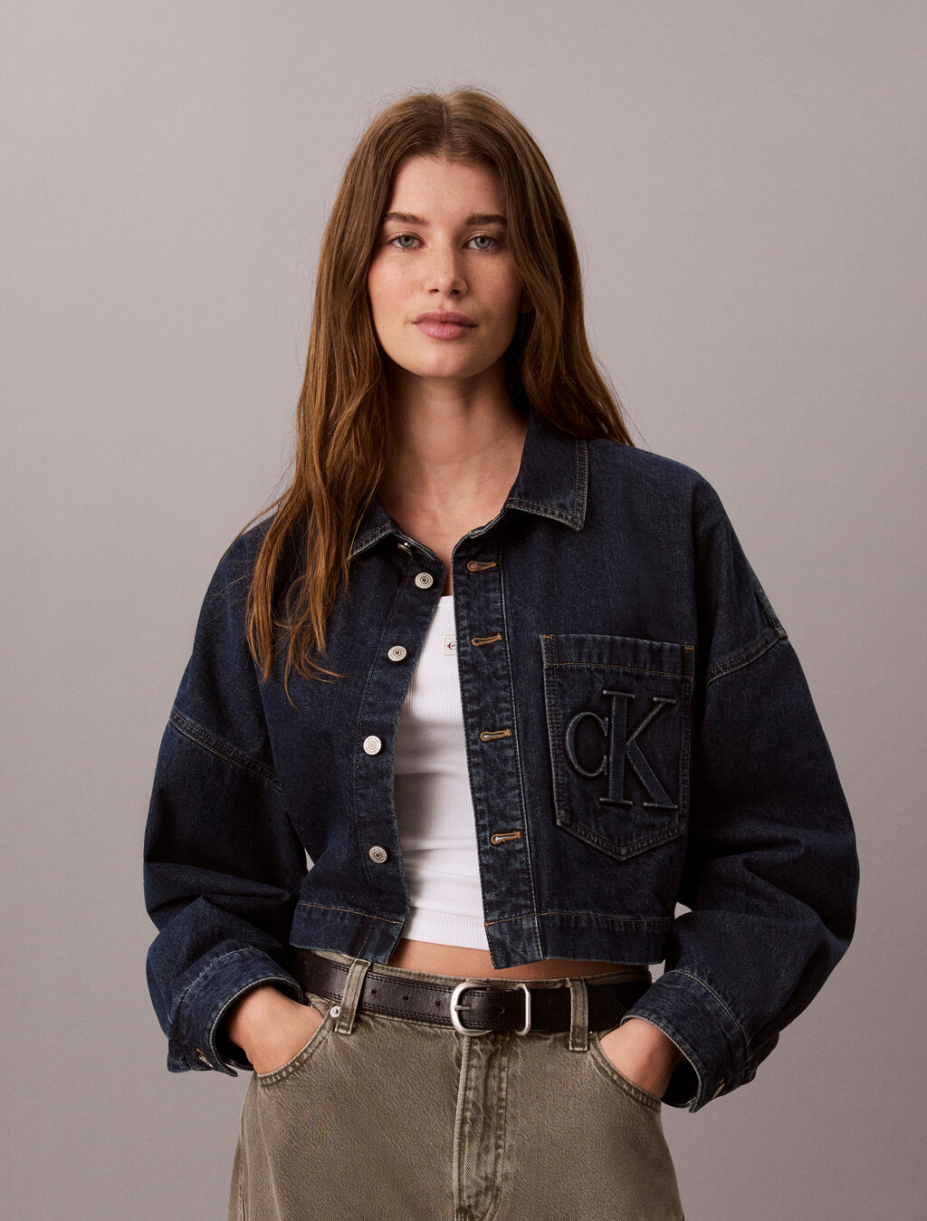 Cropped Denim Shirt, AUTUMN DUSK, hi-res