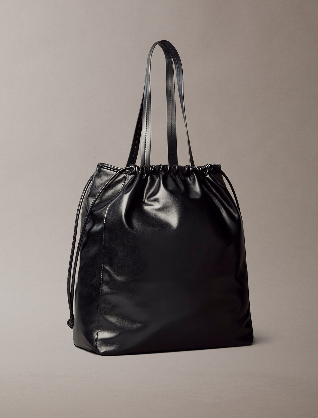 Drawstring Tote, Black, hi-res