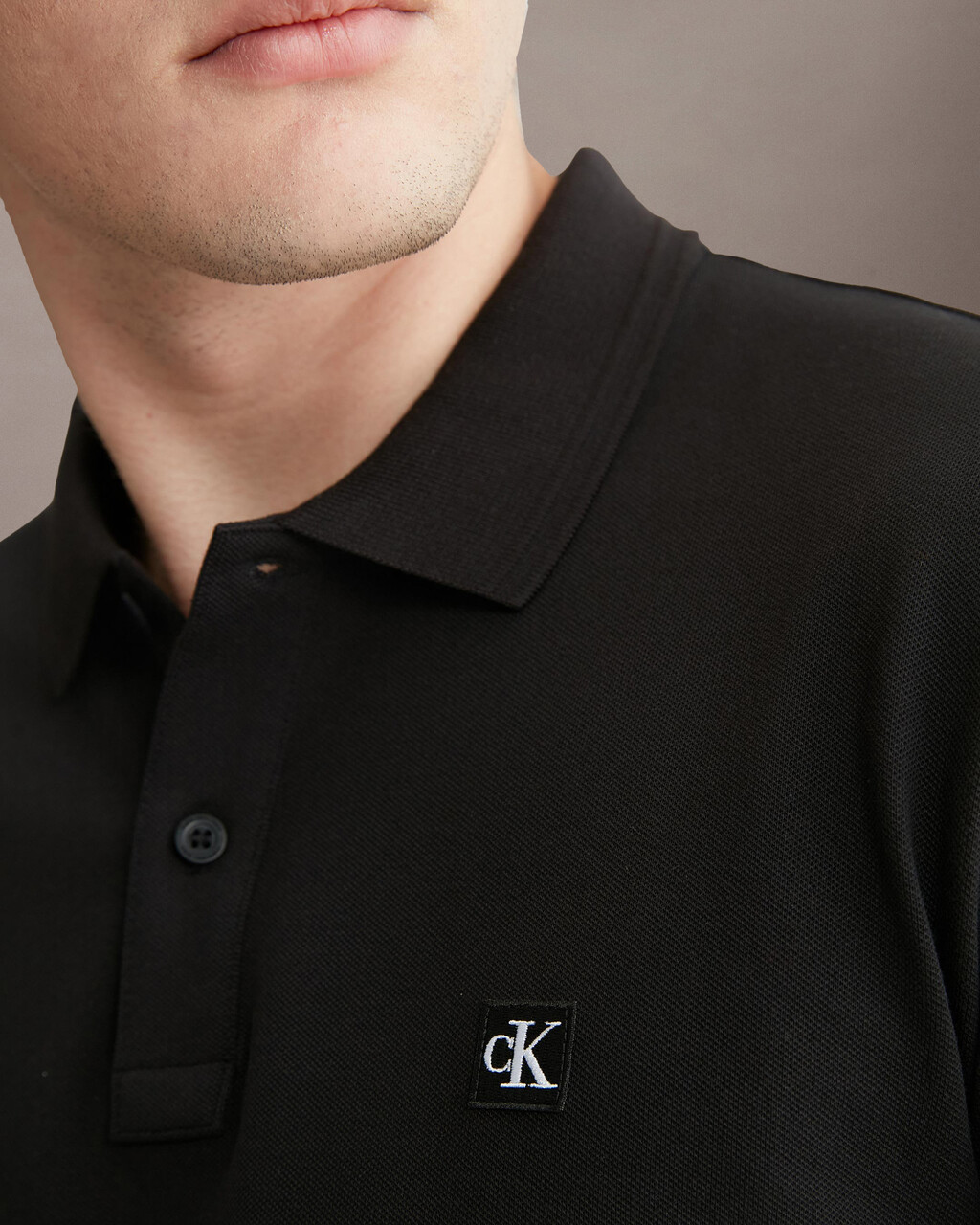 Ck Badge Slim Smooth Cotton Polo, Ck Black, hi-res