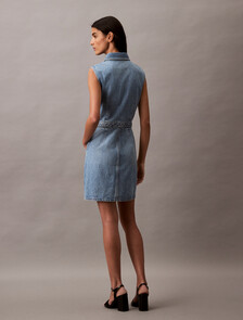 Sleeveless Denim Mini Dress, SAGE STONE, hi-res