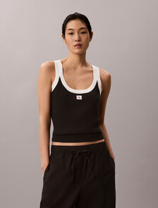 Monogram Label Tank Top, Black, hi-res