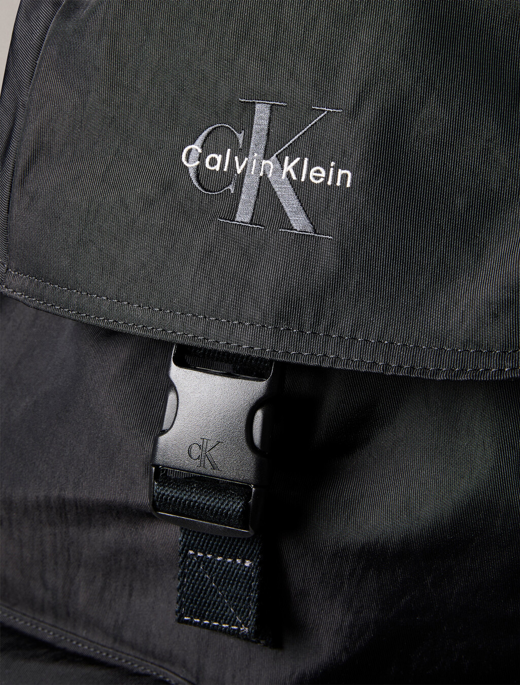 Nylon Monogram Logo Top Flap Backpack, Black, hi-res