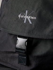 Nylon Monogram Logo Top Flap Backpack, Black, hi-res