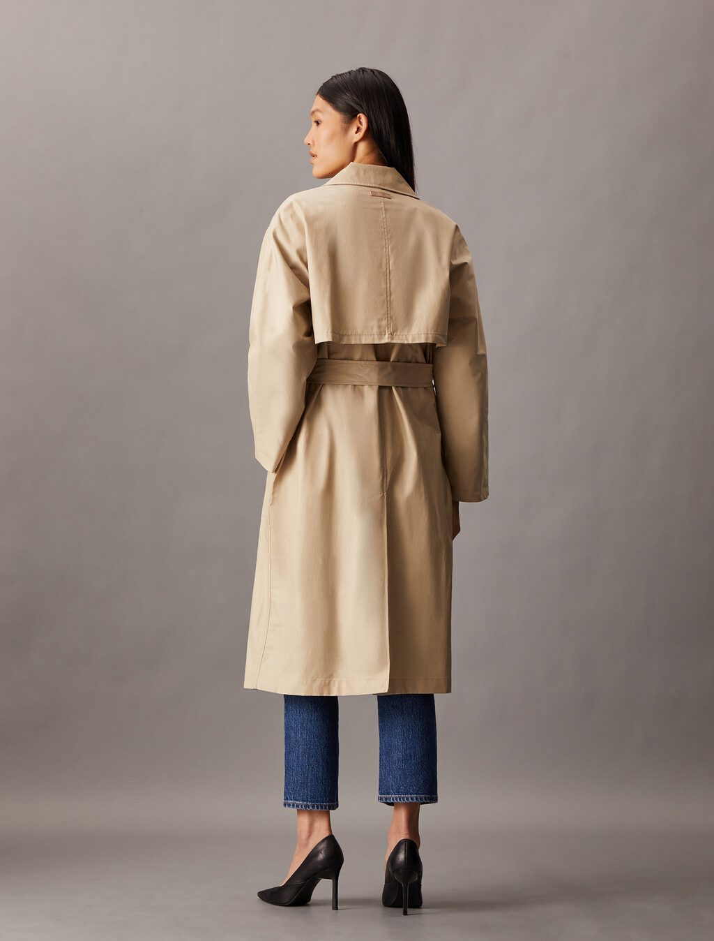 Organic Cotton Blend Trench Coat, White Pepper, hi-res