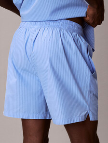 Cotton Crest Logo Pyjama Shorts, SLIM STRIPE BLUE DESCENT, hi-res