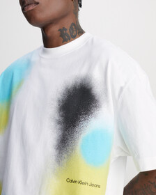 Oversized Spray Print T-Shirt, Bright White, hi-res