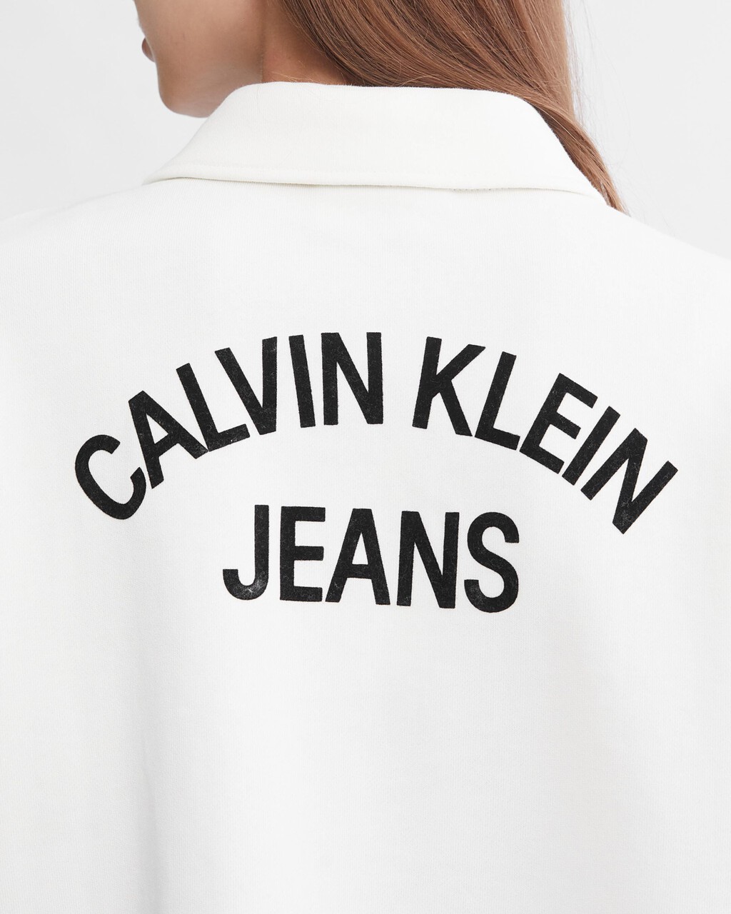 Varsity Polo Neck Pullover Sweatshirt, Ivory, hi-res