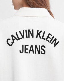 Varsity Polo Neck Pullover Sweatshirt, Ivory, hi-res