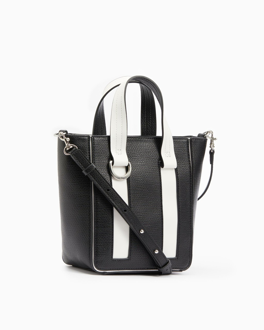 COLOR BLOCK TOTE, BLK/BRT WHT, hi-res