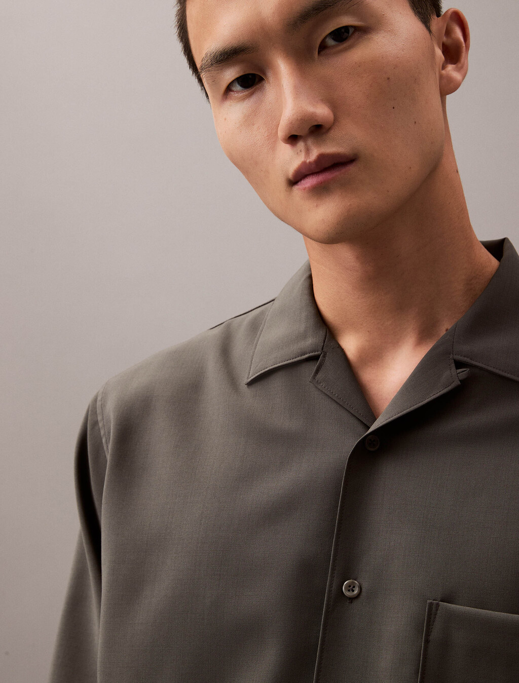 Lightweight Wool Button-Down Shirt, Volcanic Ash, hi-res