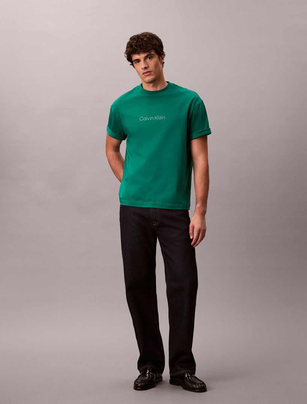 Calvin Logo Crew Neck Tee, Enchanted Forest, hi-res