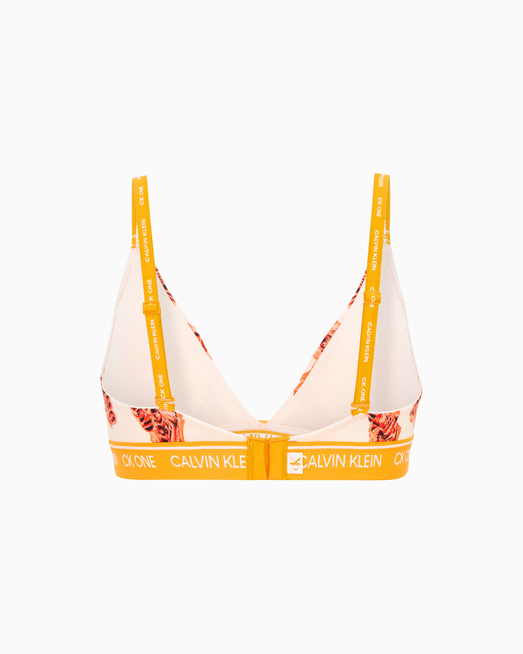 CK One Cotton Lightly Lined Triangle Bra, ROSE SPLICE PRINT+CORAL CORSAGE, hi-res