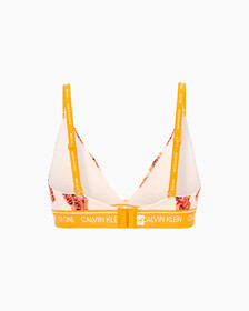 CK One Cotton Lightly Lined Triangle Bra, ROSE SPLICE PRINT+CORAL CORSAGE, hi-res
