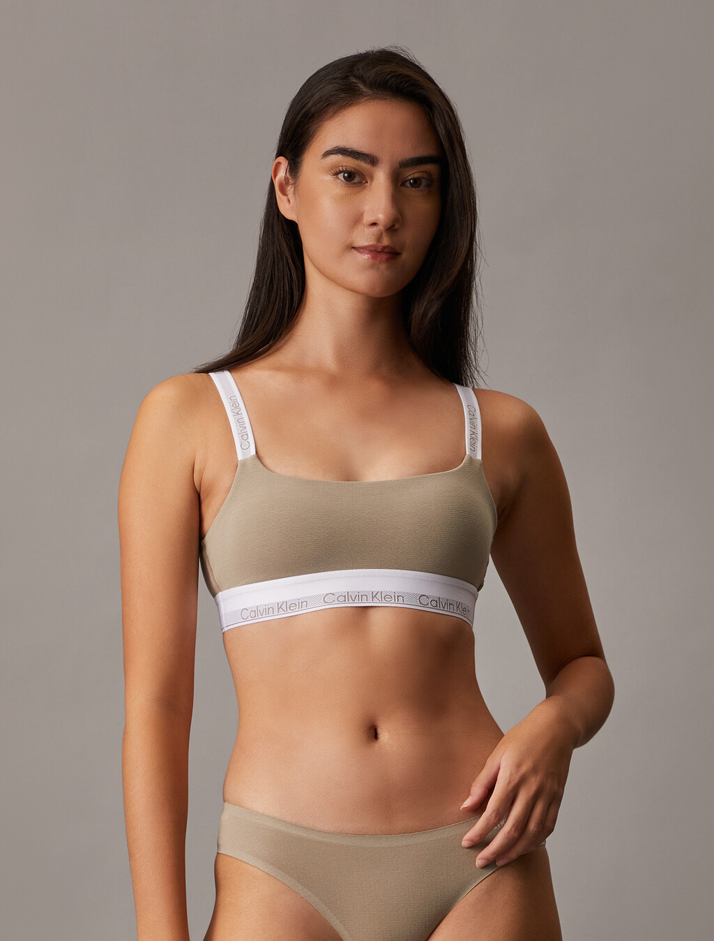 Icon Cotton Lightly Lined Bralette, Vintage Khaki, hi-res
