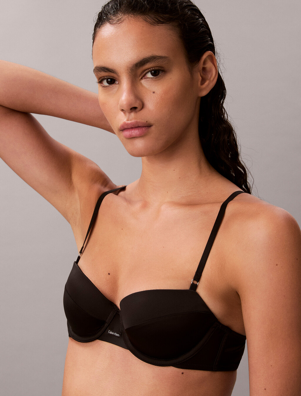 Signature Satin Lightly Lined Demi Bra, Black, hi-res