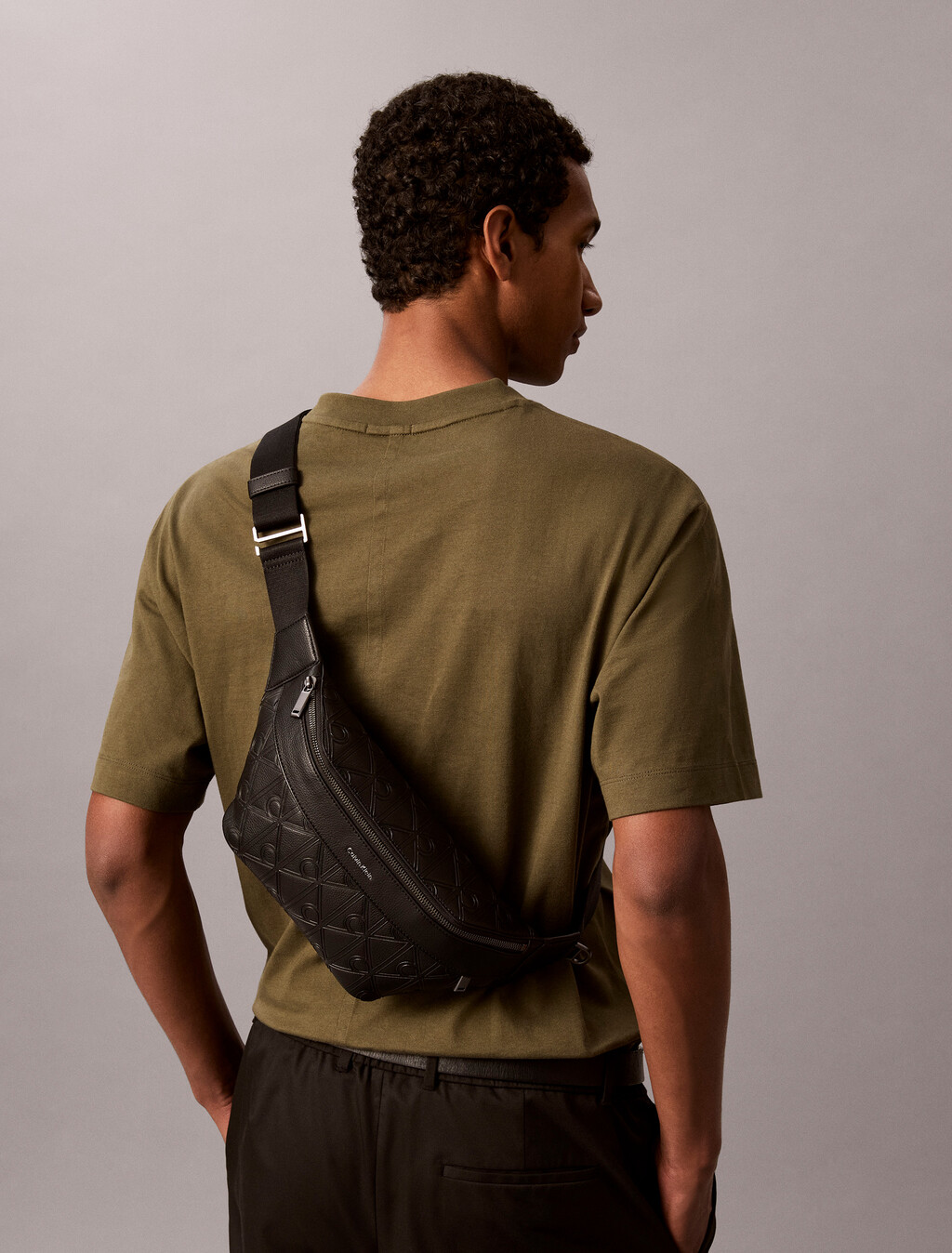 Embossed Emblem Logo Bum Bag, Black, hi-res