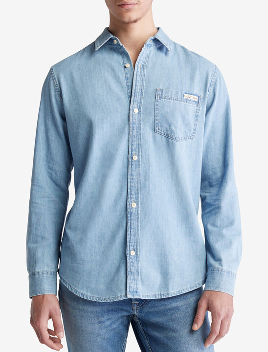 Casual Classic Light Wash Denim Shirt