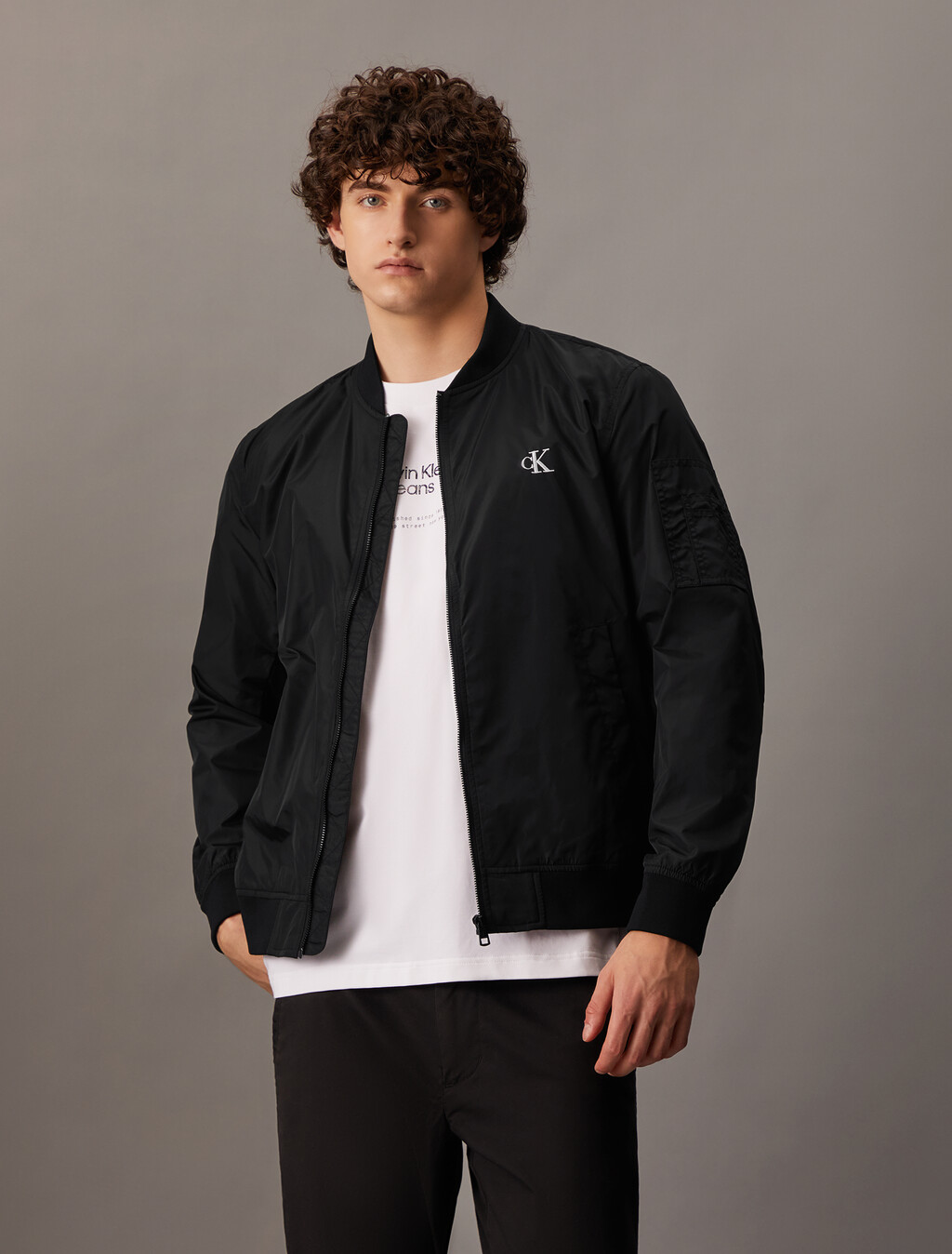 Nylon Bomber Jacket, Ck Black, hi-res