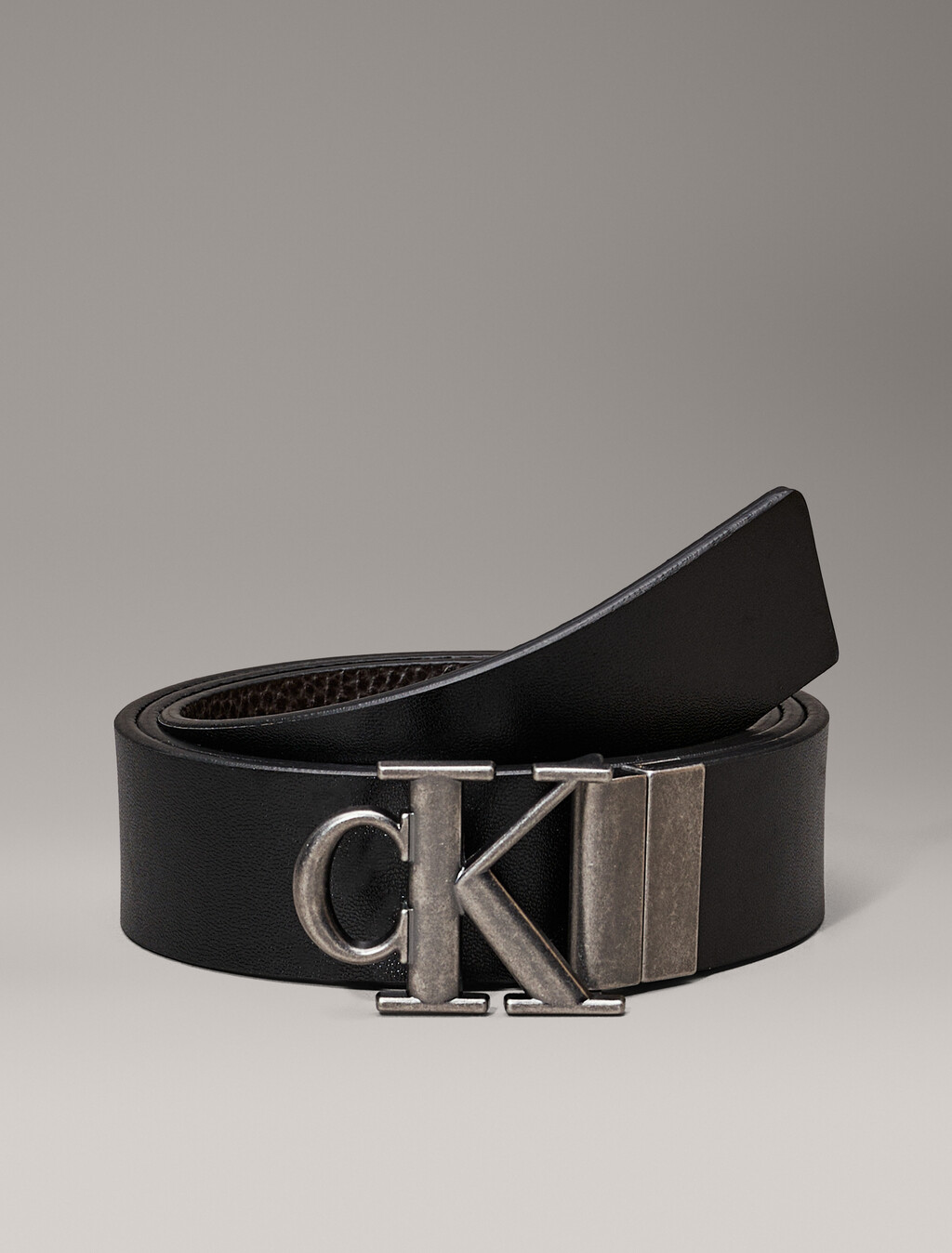 Leather Reversible Logo Belt, Black/Bitter Brown/Antique Silver, hi-res