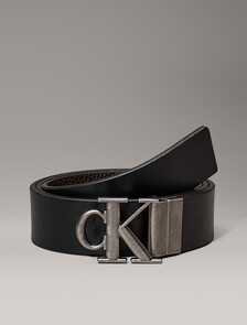 Leather Reversible Logo Belt, Black/Bitter Brown/Antique Silver, hi-res