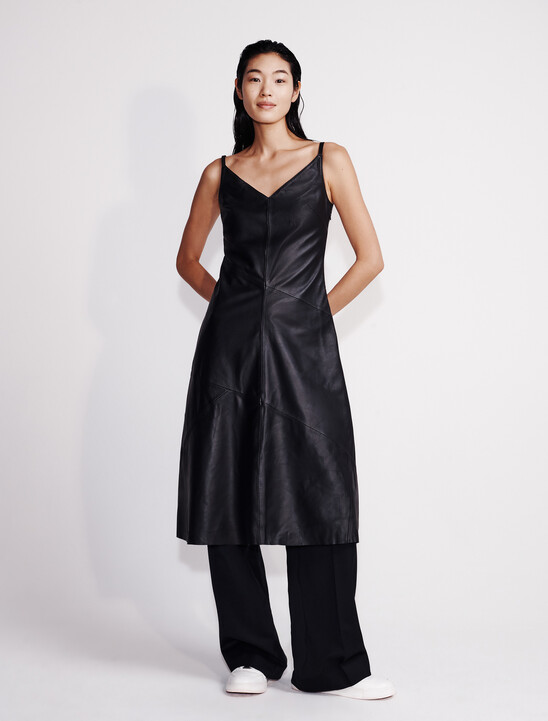 Leather Sleeveless Midi Dress
