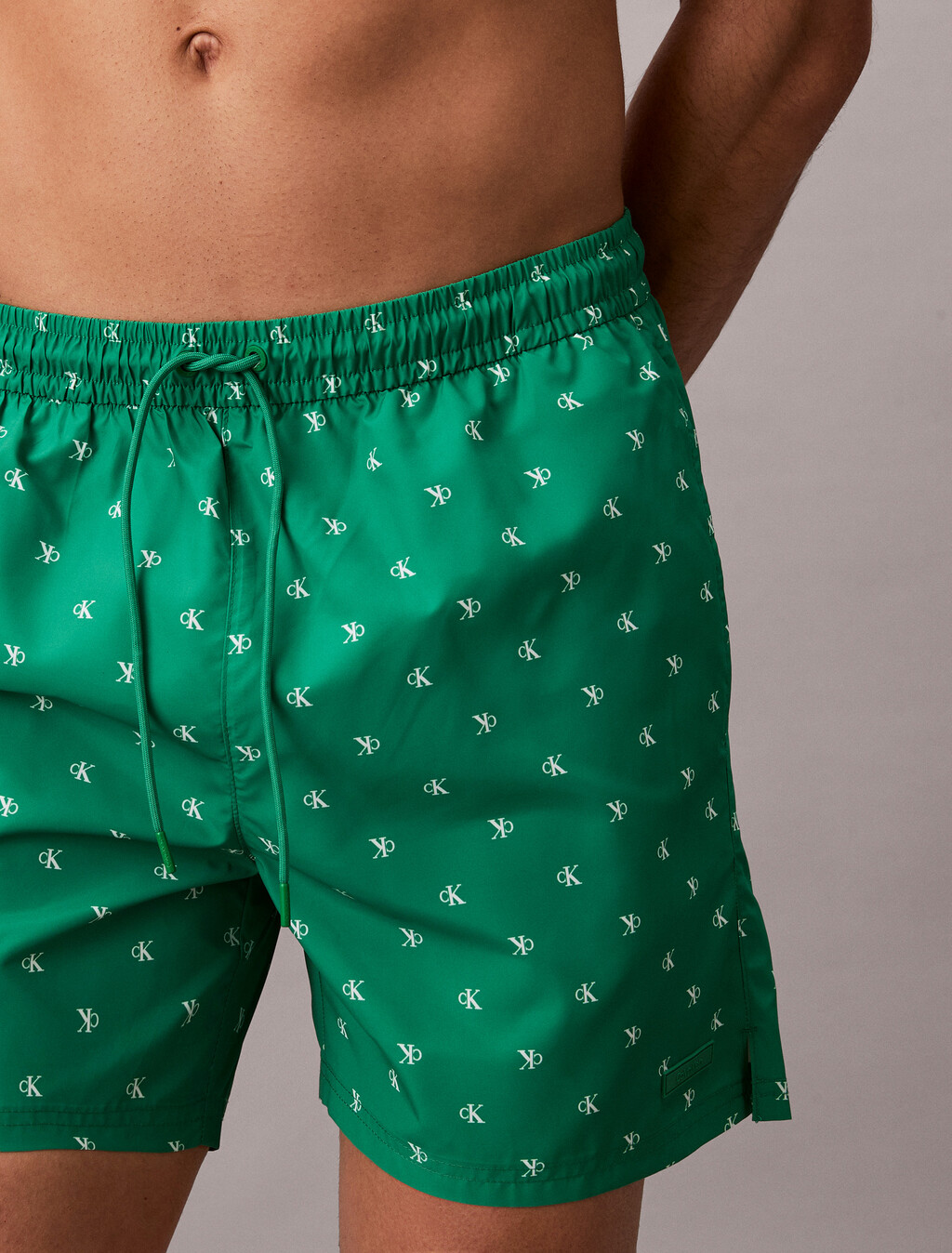 Solid Swim Shorts, 17496 DIAMOND LOGO+MARDI GRAS GREEN, hi-res