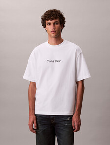 Calvin Logo Crew Neck Tee, Bright White, hi-res