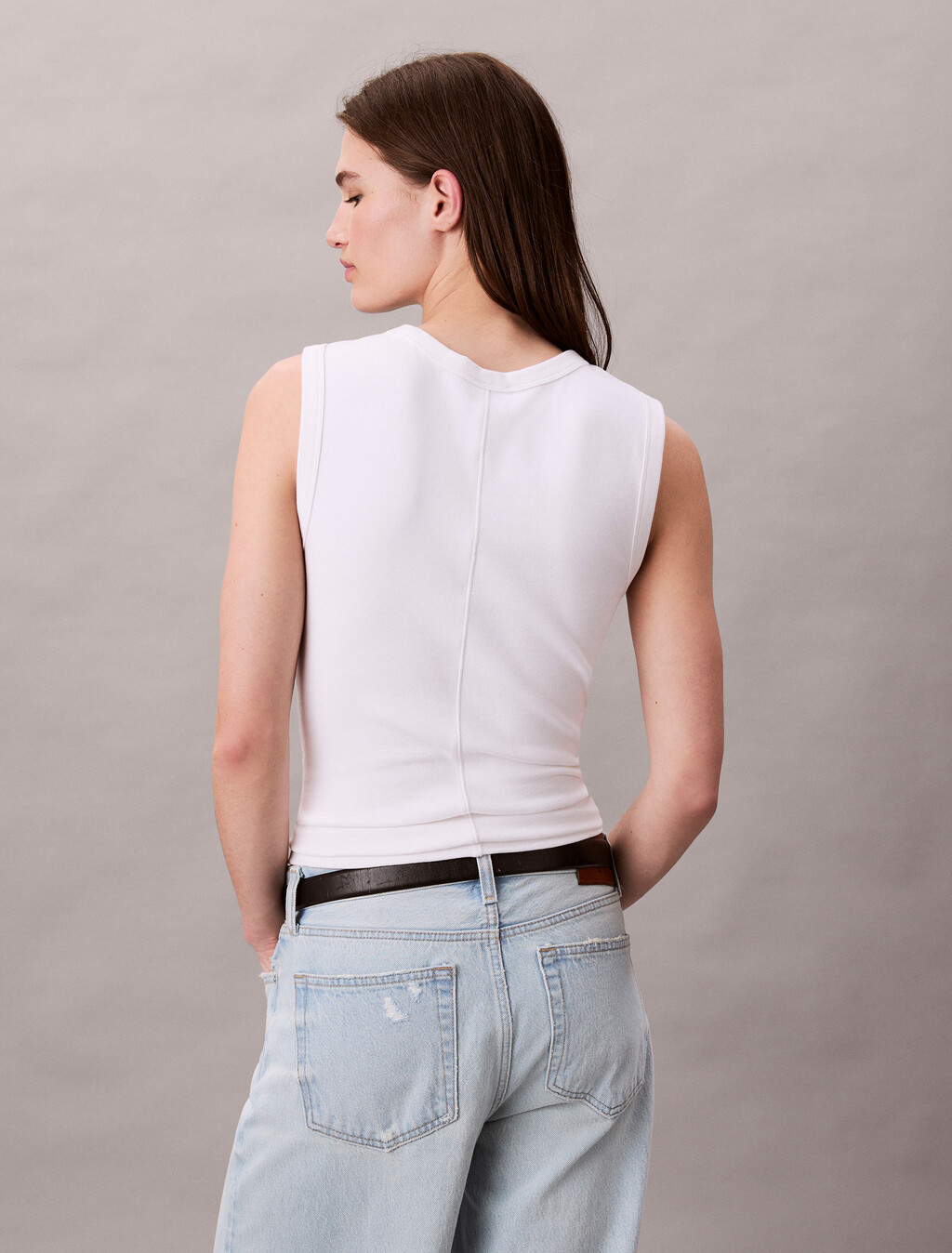 Ribbed Tank Top, Brilliant White, hi-res