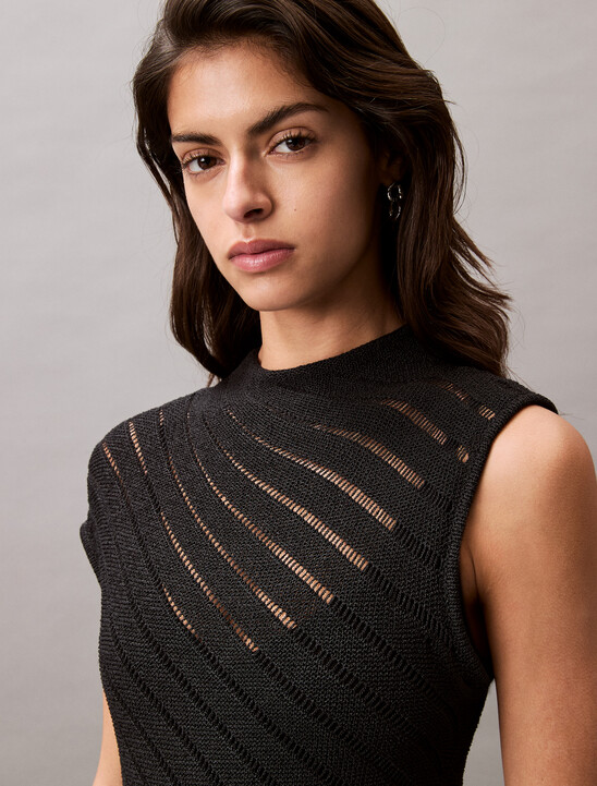 Asymmetric Mock Neck Dress
