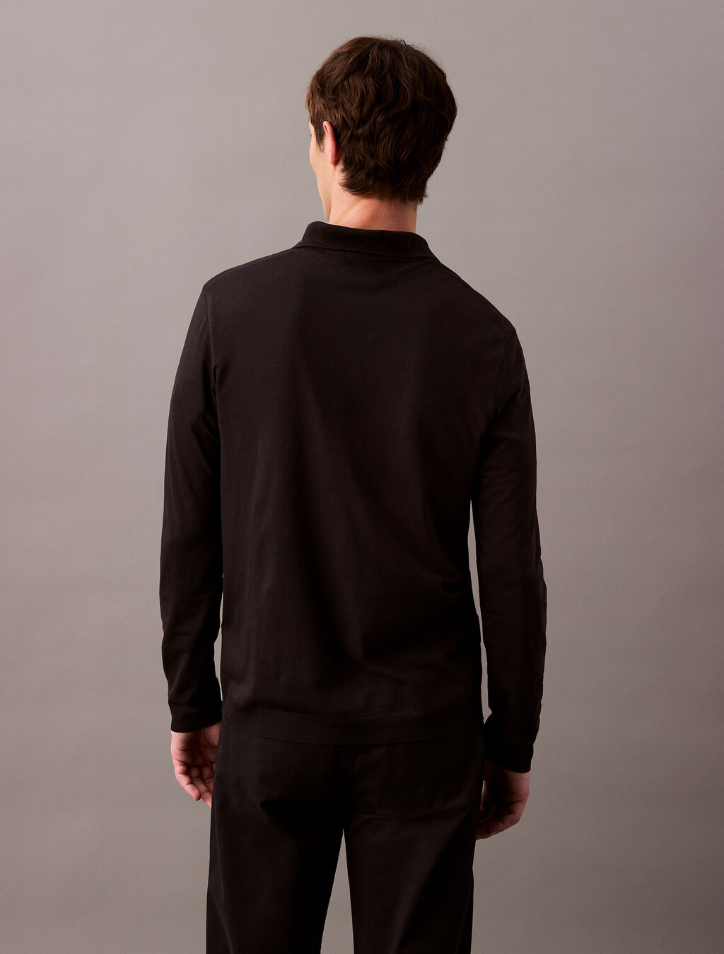 Fine Knit Silk Touch Polo, Black, hi-res
