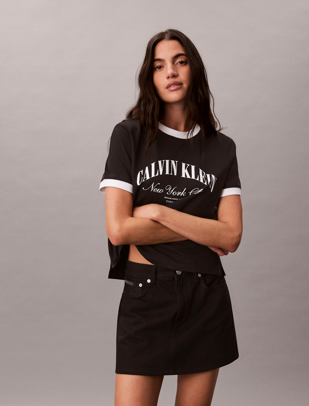 Heritage Logo Relaxed Ringer Tee, Black, hi-res