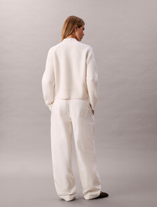 Cotton Relaxed Belted Pants, White Greige, hi-res
