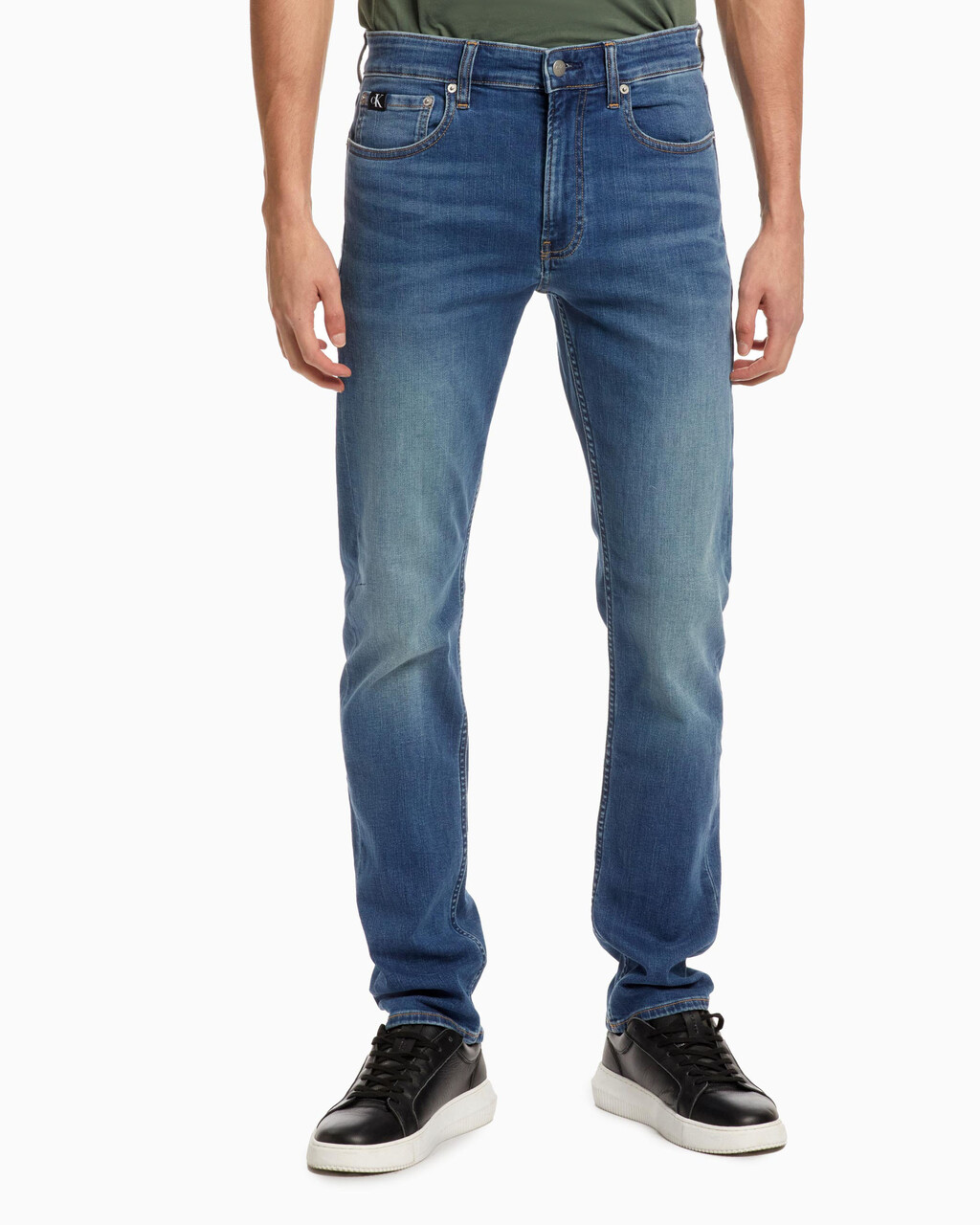 CORE VINTAGE WASH SLIM JEANS, Mid Blue, hi-res